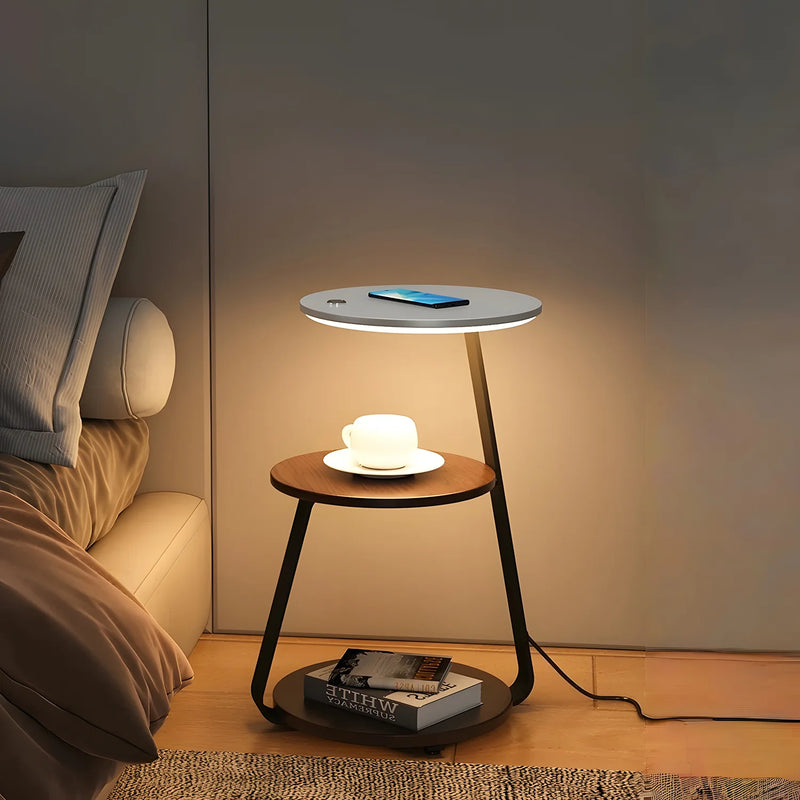 Smart Nightstand with Wireless Charger & Night Light